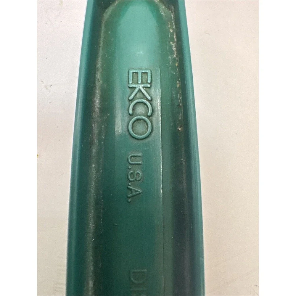 2 Vintage EKCO Dark Green Plastic Nylon Cooking Serving Slotted Spoon & reg USA